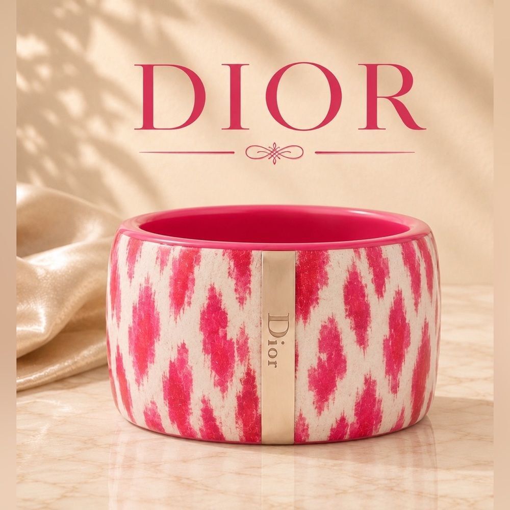 VTG *DIOR* RARE COLOR! Pink! Jungle Resin Bangle Bracelet